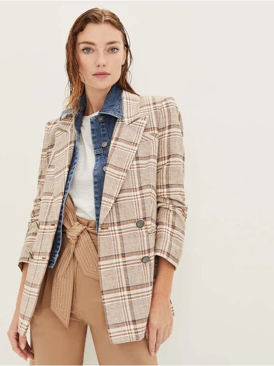 Veronica Beard Jackets & Blazers - Veronica Beard Viva Dickey Khaki Multi Plaid Double Breasted Blazer Jacket NWT